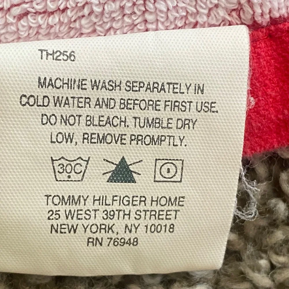 Y2K Tommy Hilfiger Beach Towel White Red Navy Blue Logo‎ Print 100% Cotton